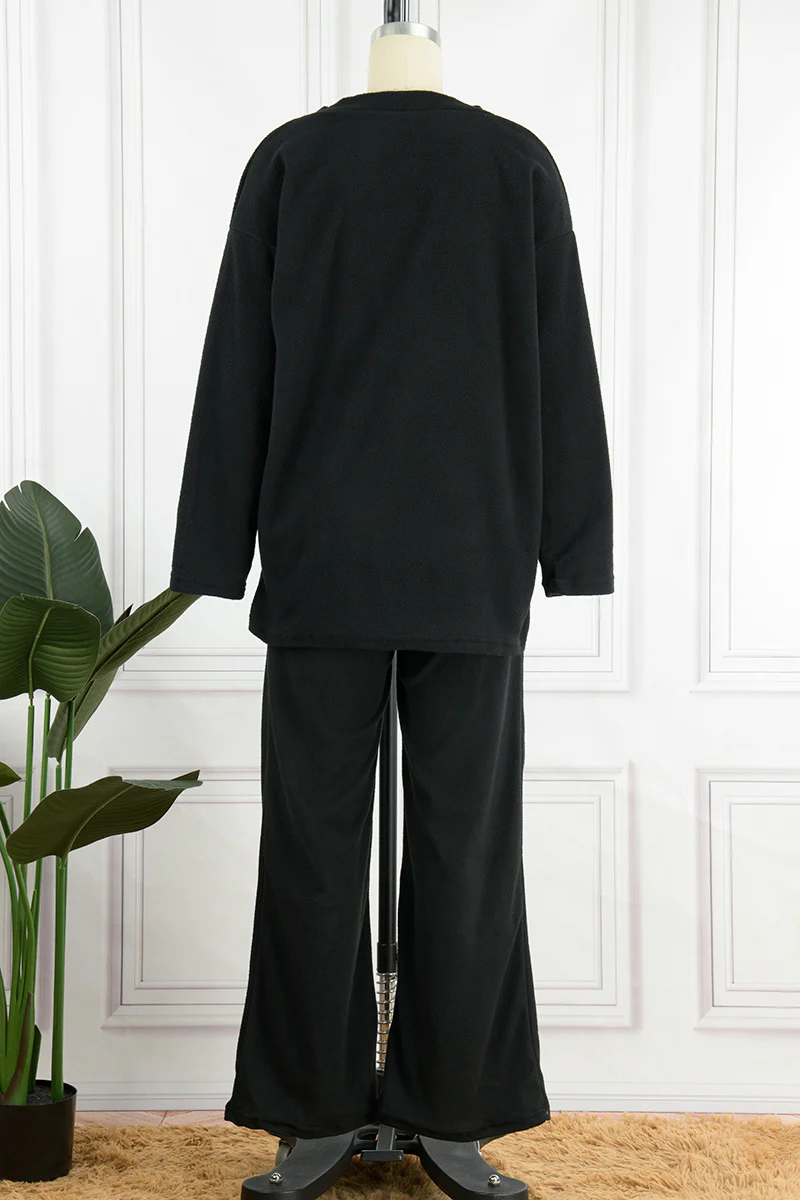 Casual Loose Solid Color V Neck Two Pieces(5 Colors) - Panekey