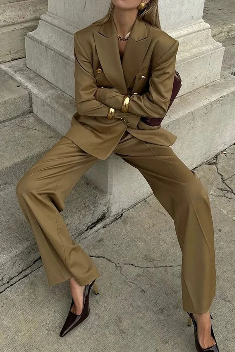 Casual Buttons Turn-back Collar Long Sleeve Two Pieces - Panekey