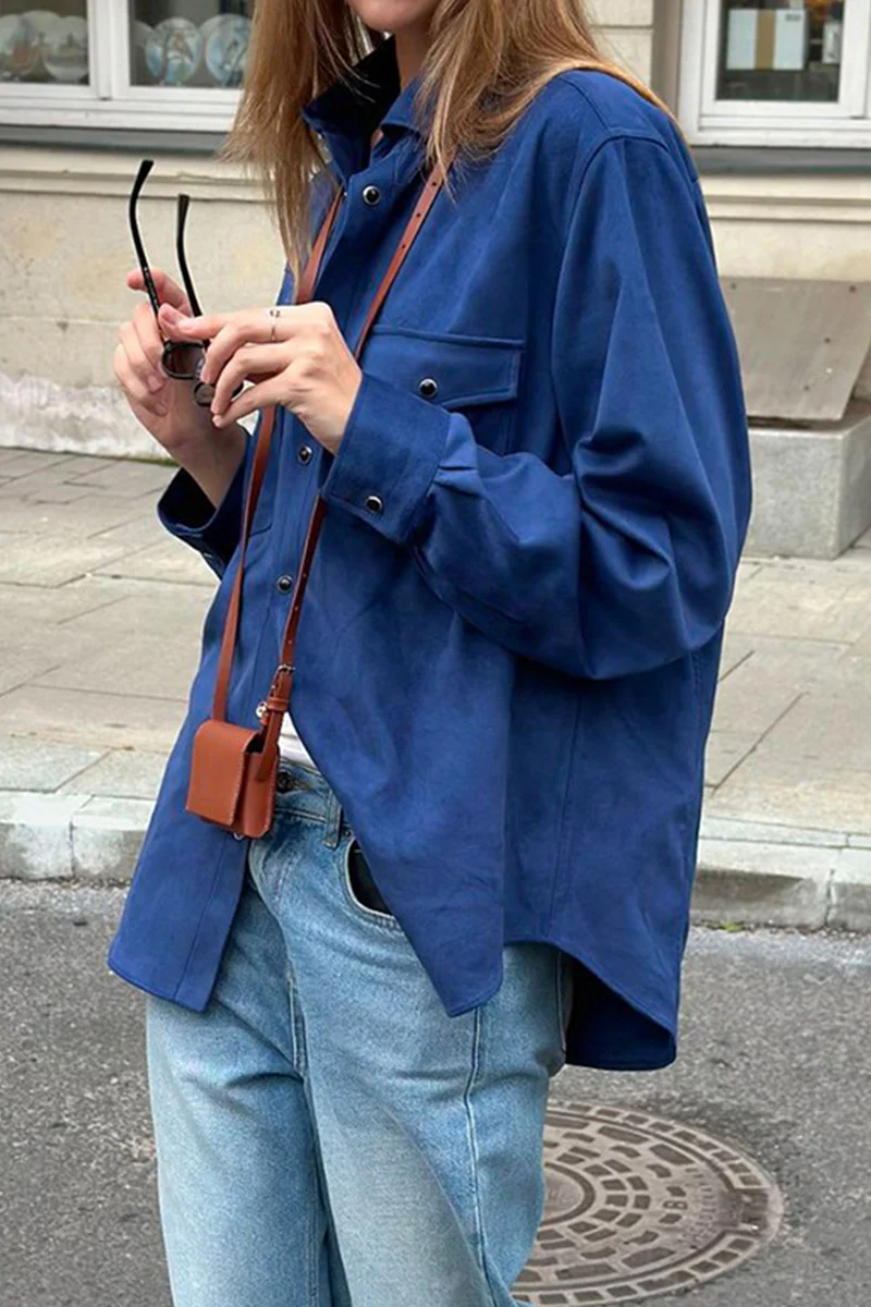 Casual Daily Buttons Turndown Collar Blouses - Panekey