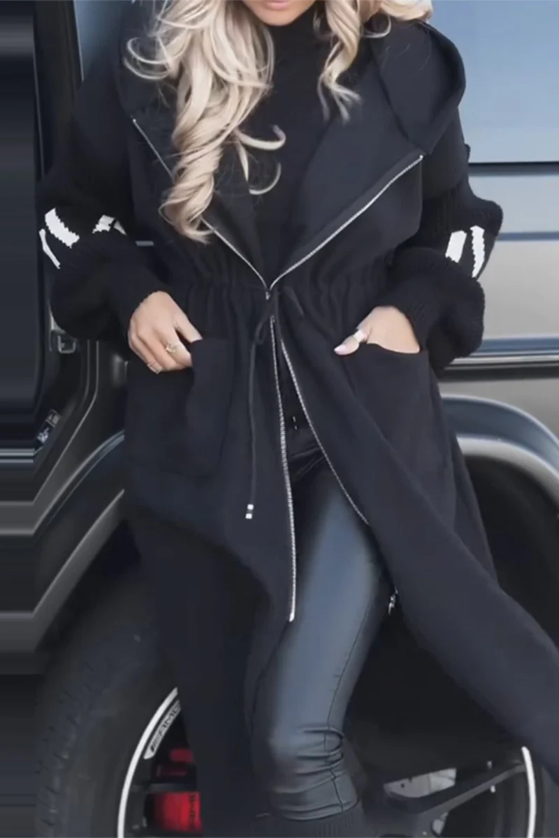 Casual Letters Pocket Patchwork Contrast Hooded Outerwear(7 Colors) - Panekey