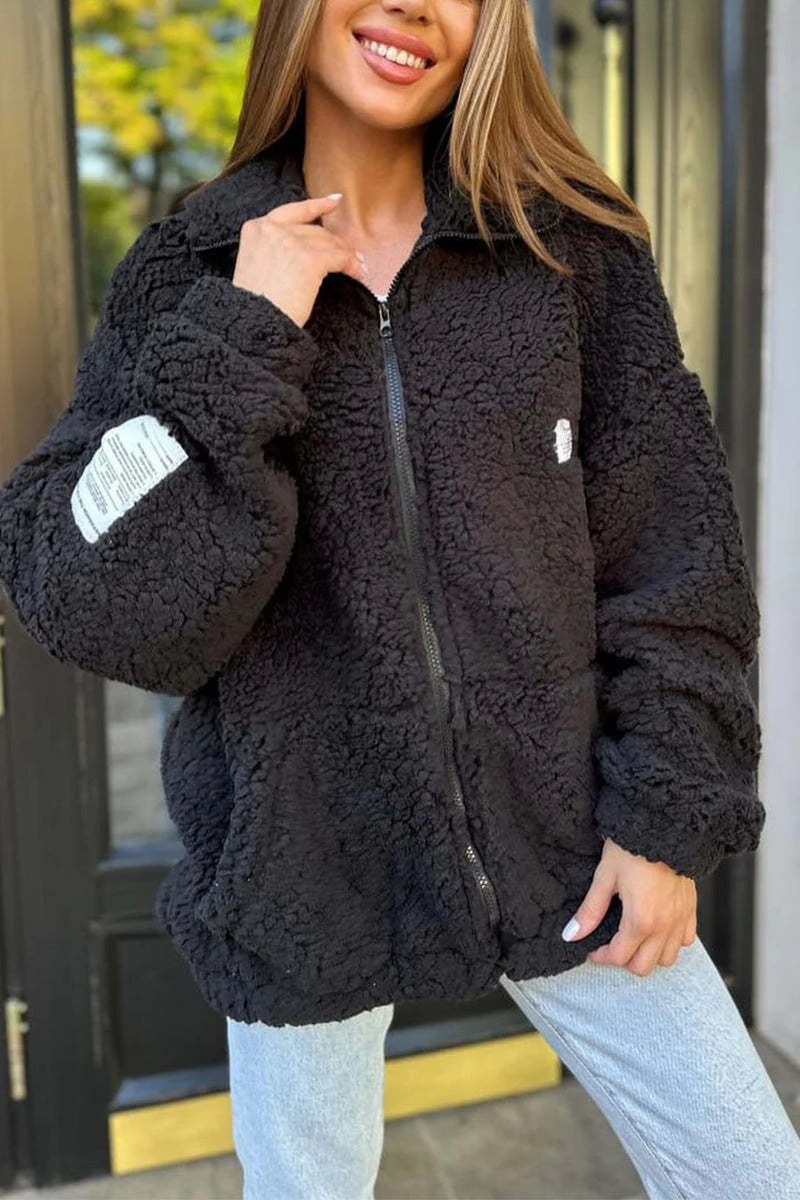 Casual Daily Pocket Fluffy Turndown Collar Outerwear(4 Colors) - Panekey