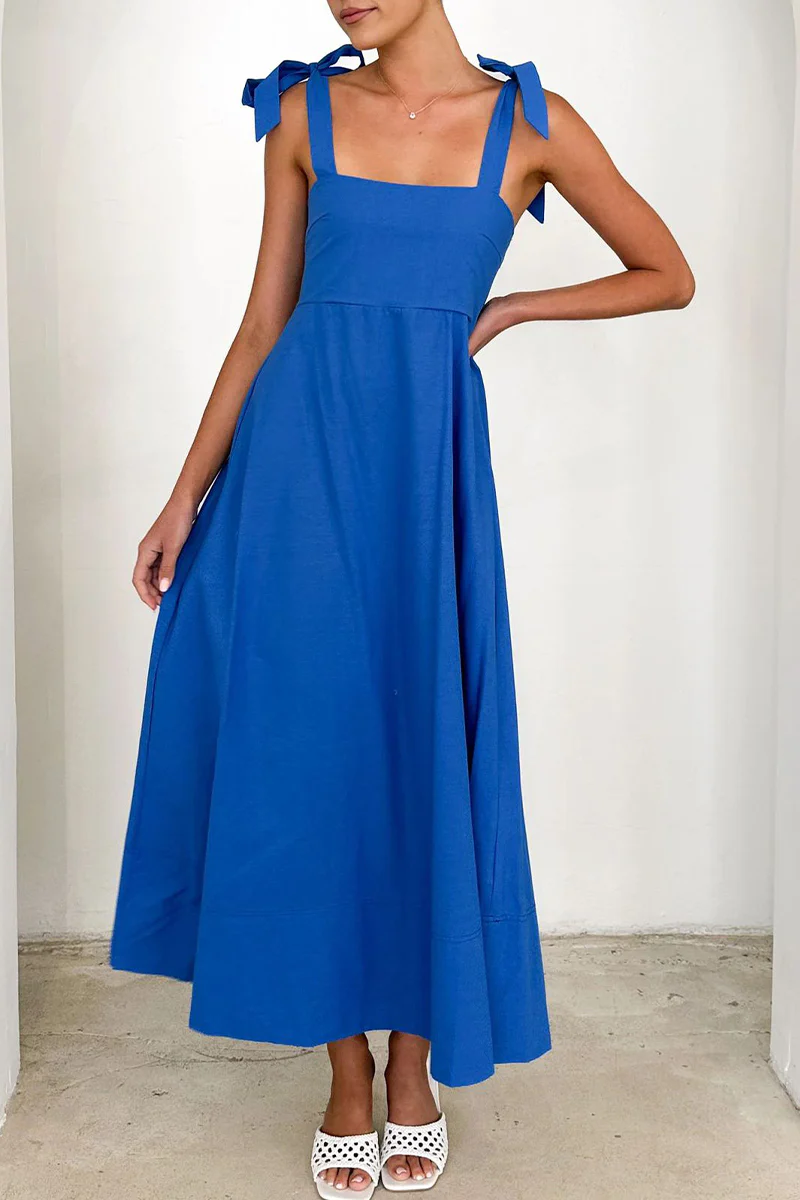 Casual Daily Lace Up Square Neck Sling Dresses(3 Colors) - Panekey