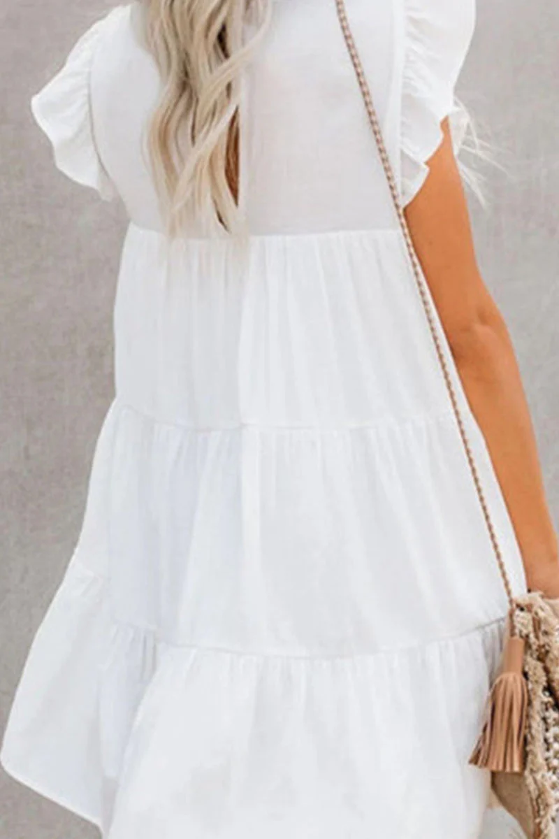 British Style Solid Patchwork Flounce O Neck Princess Dresses(4 Colors) - Panekey