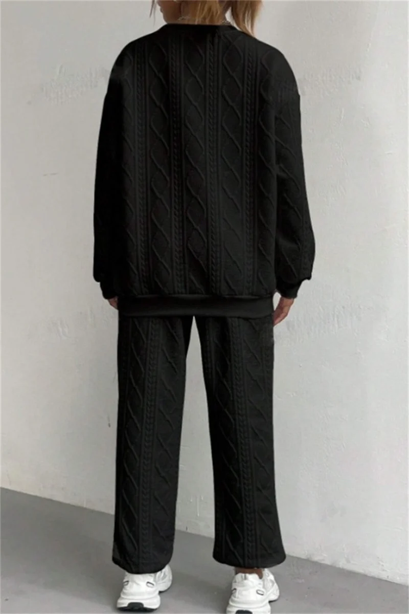 Casual Basic O Neck Long Sleeve Two Pieces(7 Colors) - Panekey