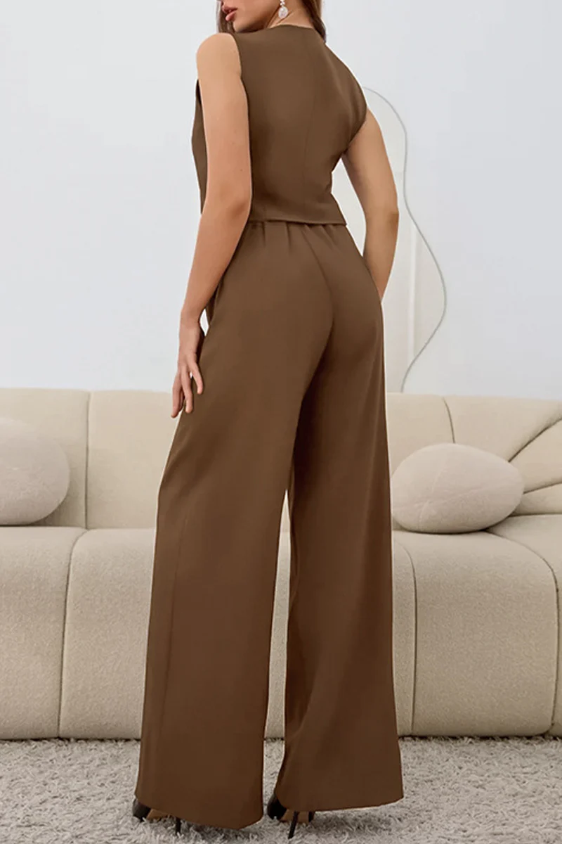 Casual Daily Buckle Ruched V Neck Sleeveless Two Pieces - Panekey