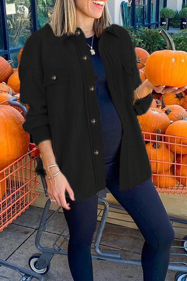 Casual Animal Print Buckle Basic Turndown Collar Outerwear - Panekey