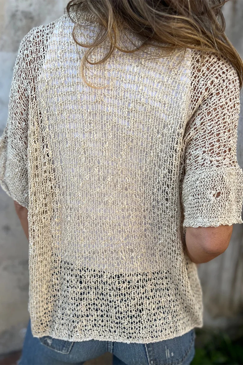 Casual Hollow Out Buttons V Neck Outerwear(6 Colors) - Panekey