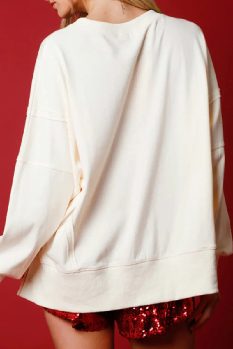 Casual Color Block Sequins O Neck Tops - Panekey