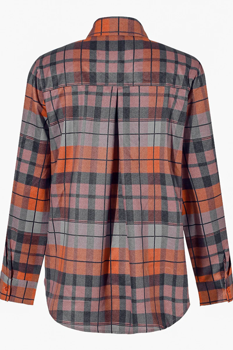 Casual Plaid Patchwork Turndown Collar Blouses - Panekey