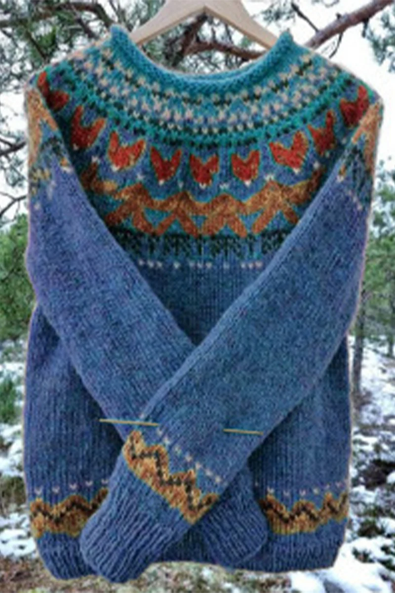 Casual Daily Geometric Stripe Contrast O Neck Sweaters(9 Colors) - Panekey