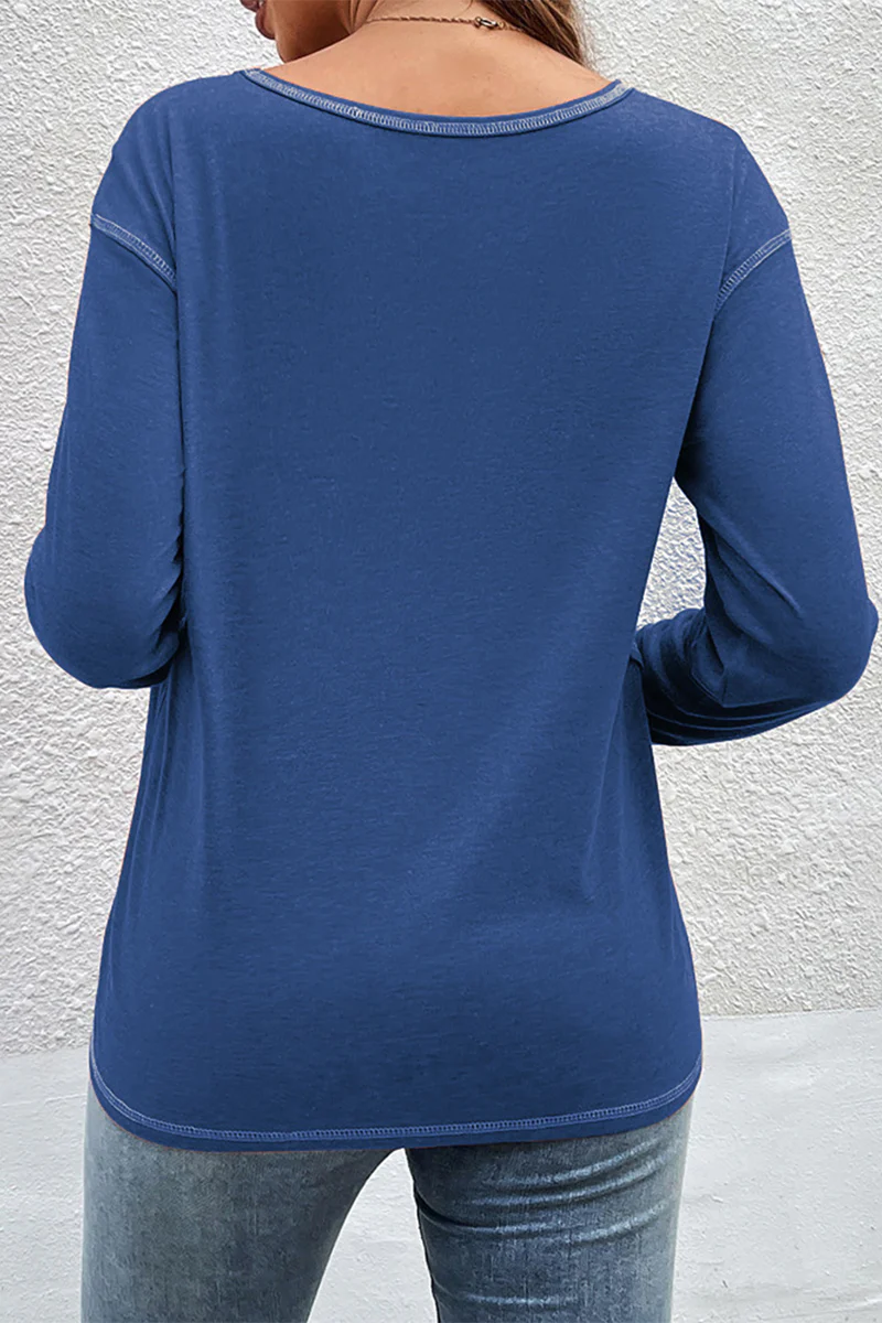 Casual Patchwork Buttons O Neck Tops - Panekey