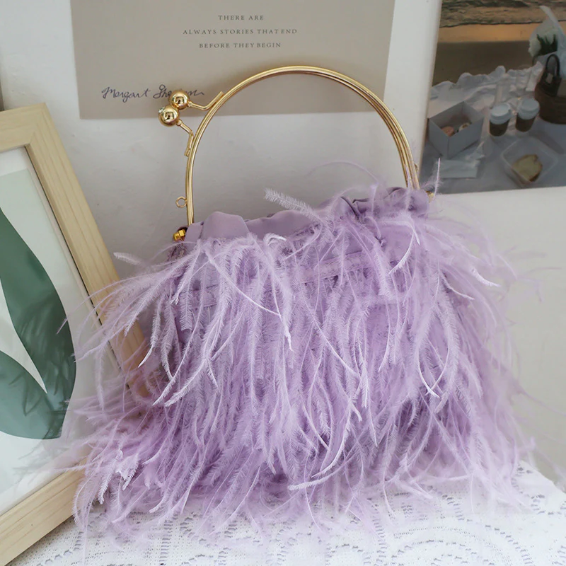 Casual Daily Party Solid Patchwork Feathers Bags - Panekey