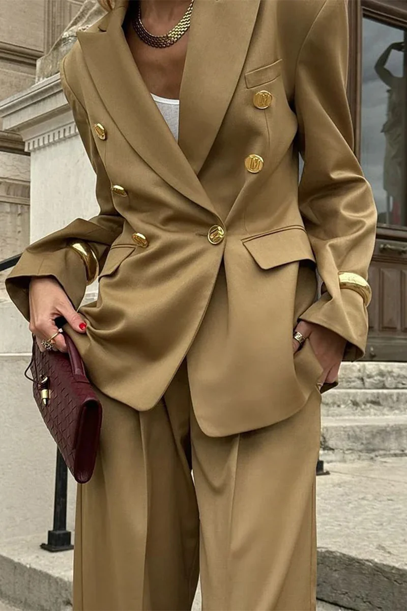 Casual Buttons Turn-back Collar Long Sleeve Two Pieces - Panekey