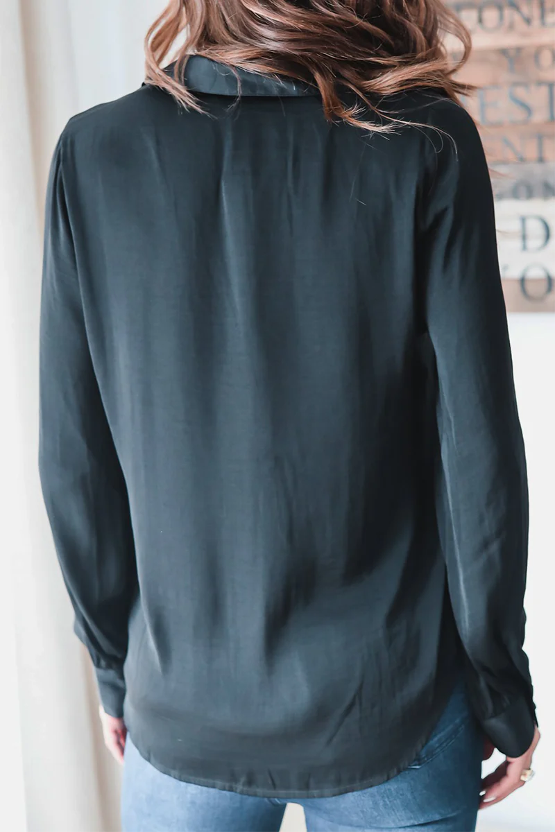 Casual Elegant Solid Patchwork Buckle Turndown Collar Tops(3 Colors) - Panekey