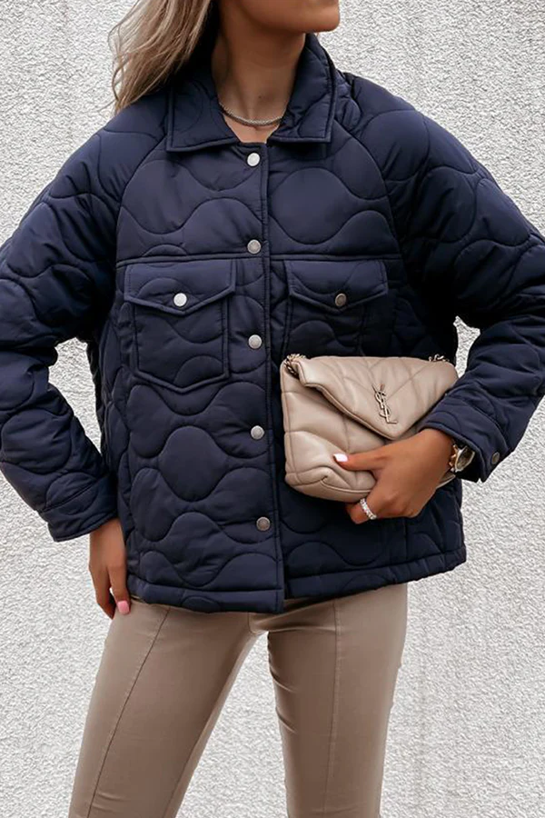 Casual Patchwork Pocket Buckle Turndown Collar Outerwear(3 Colors) - Panekey