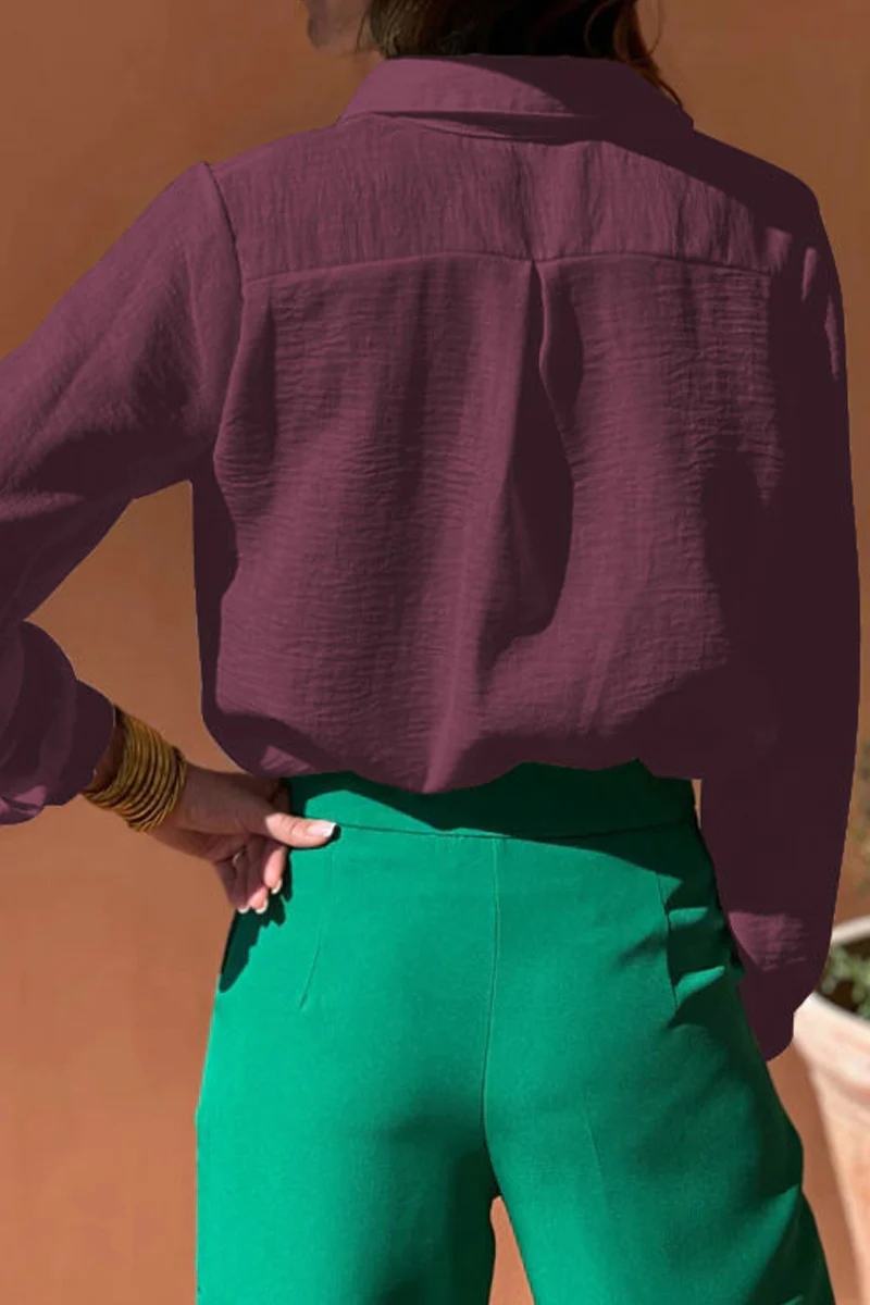 Casual Hollow Out Turndown Collar Blouses(4 Colors) - Panekey