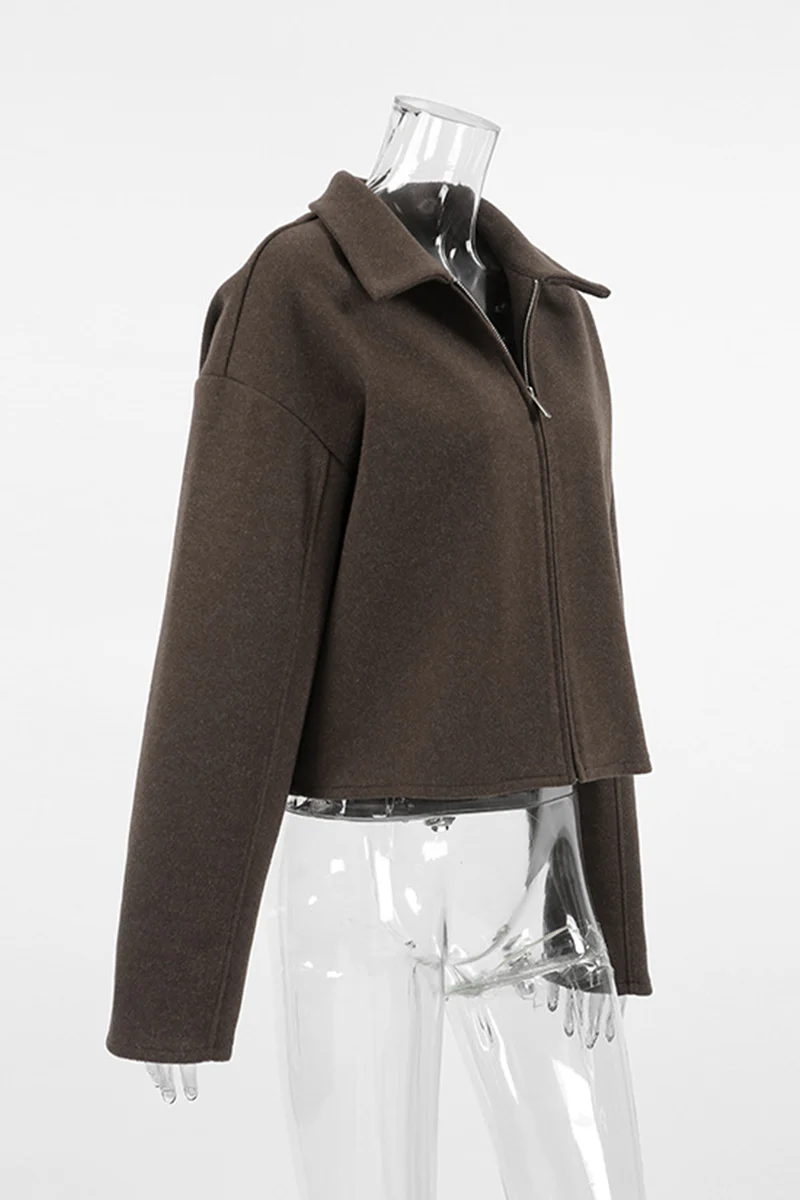 Casual Daily Zipper Gross Turndown Collar Outerwear - Panekey