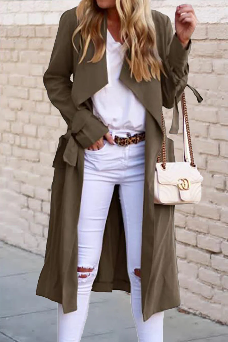 British Style Solid Frenulum Outerwear - Panekey