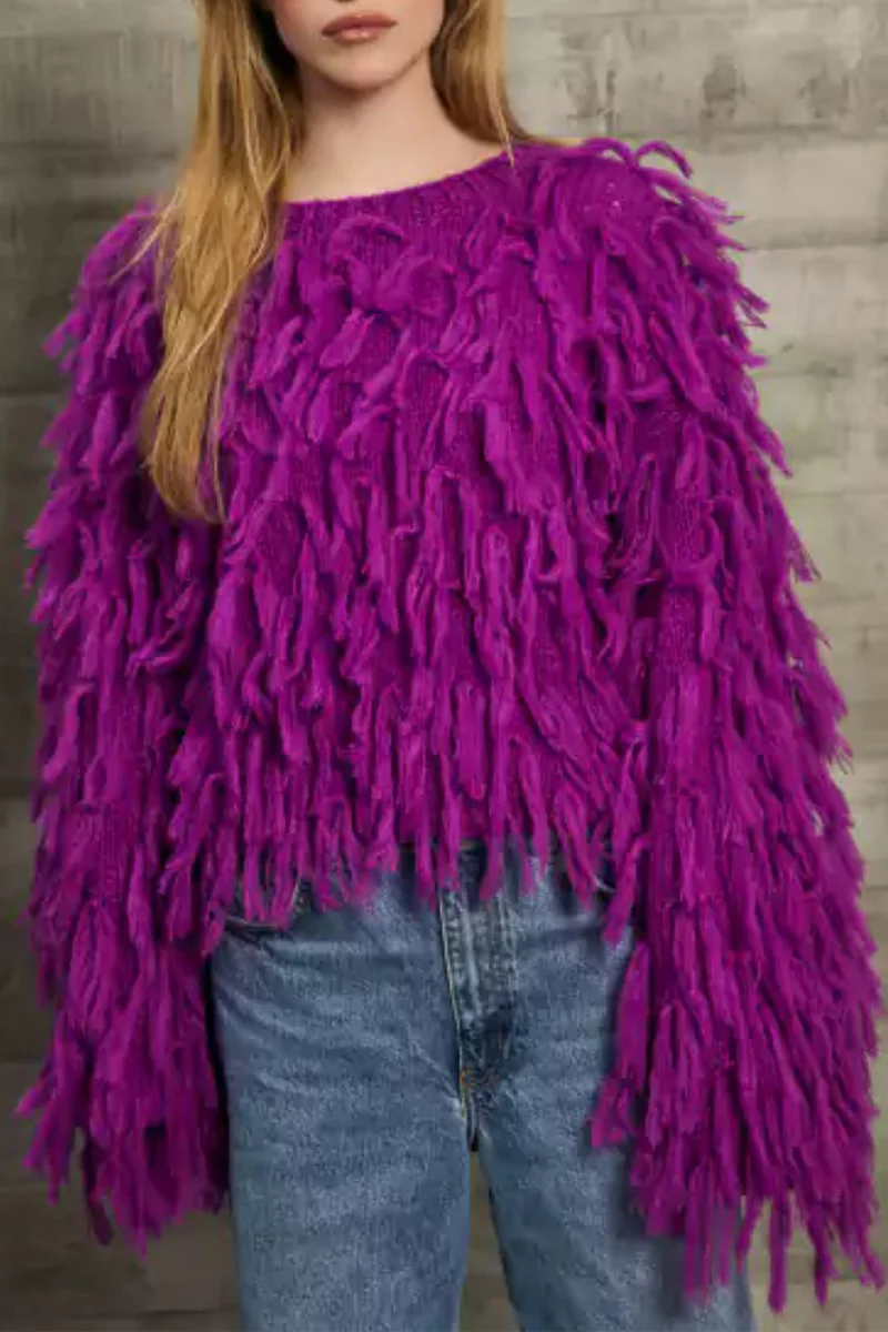 British Style Elegant Solid Tassel O Neck Sweaters(5 Colors) - Panekey