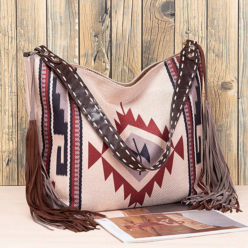 Casual College Color Block Tassel Bags - Panekey