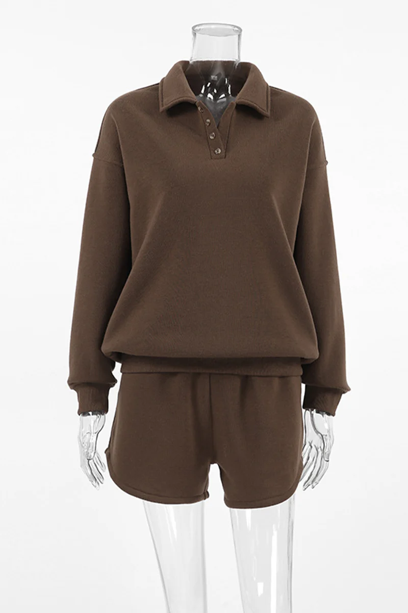 Casual Daily Fluffy Turndown Collar Long Sleeve Two Pieces - Panekey