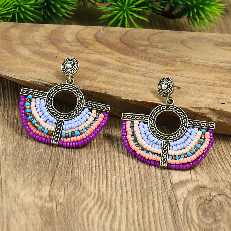 Bohemian Geometric Patchwork Earrings - Panekey