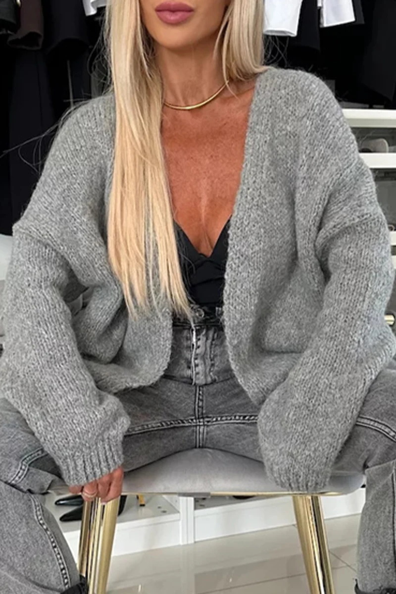 Casual Daily Weave V Neck Outerwear(4 Colors) - Panekey