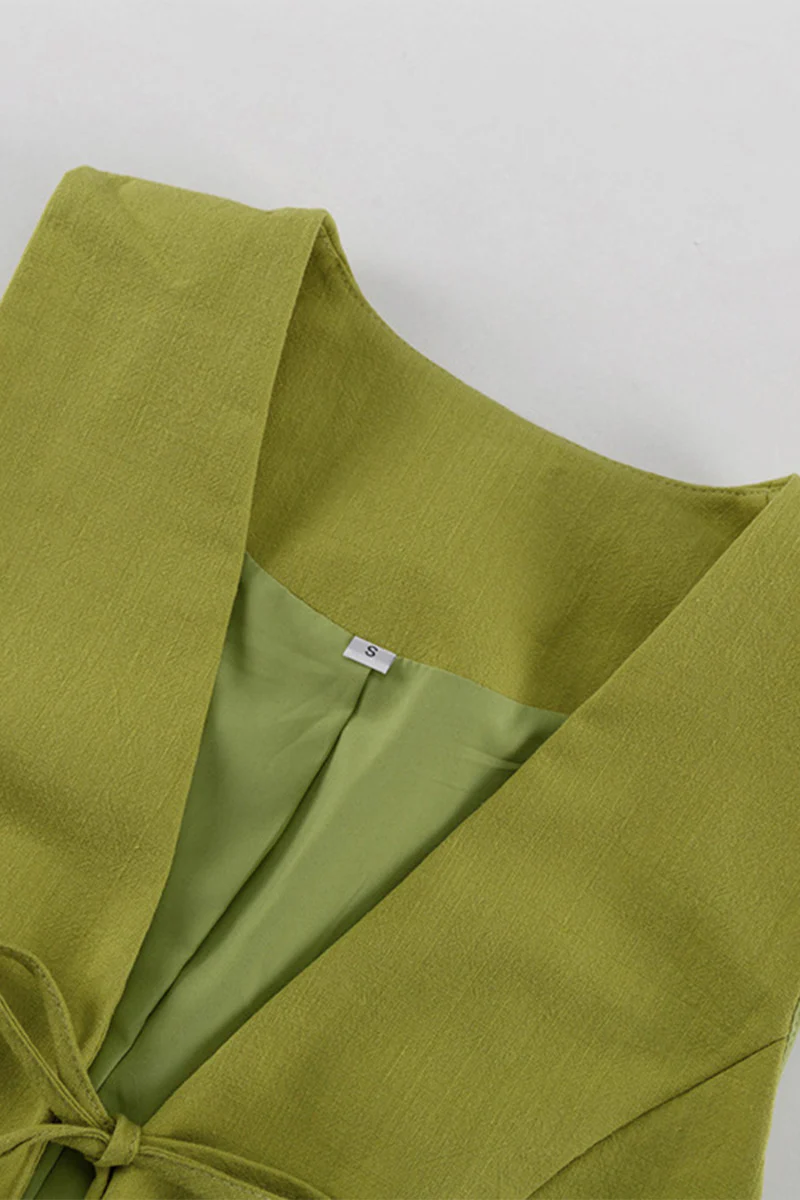 Casual Lace Up V Neck Sleeveless Two Pieces(3 Colors) - Panekey