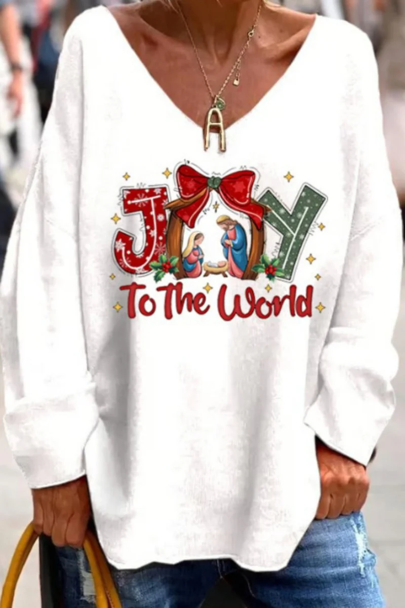 Casual Daily Print Basic V Neck Tops(3 Colors) - Panekey