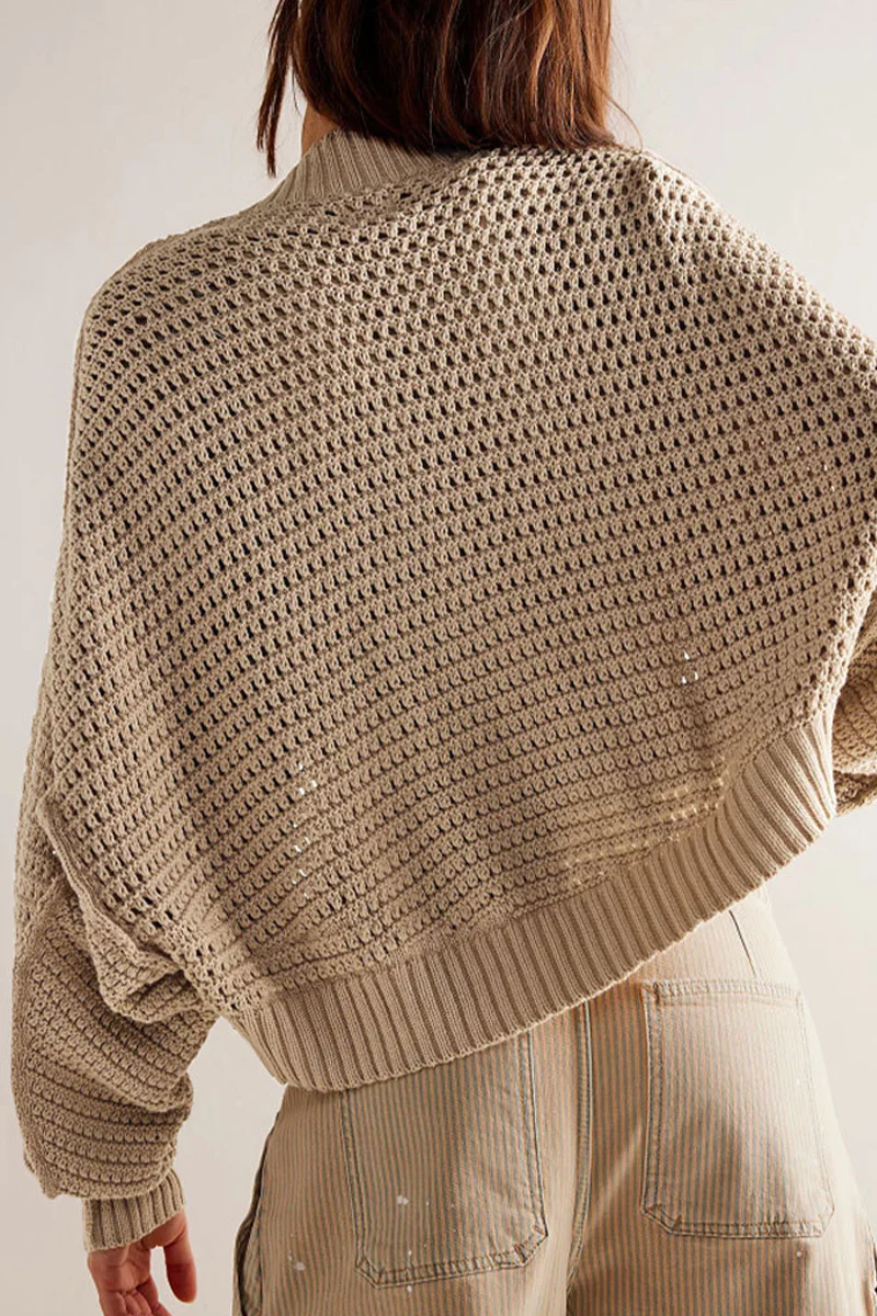 Casual Daily Solid Color Weave Cardigan Collar Outerwear - Panekey