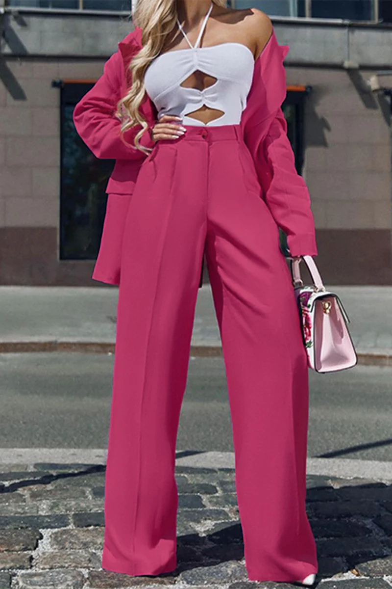 Casual British Style Solid Pocket Turn-back Collar Long Sleeve Two Pieces - Panekey