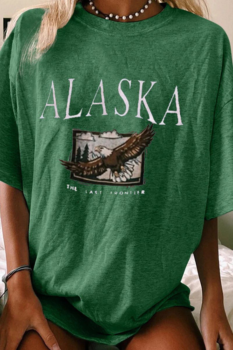 Casual Letter Print Basic O Neck T-Shirts - Panekey