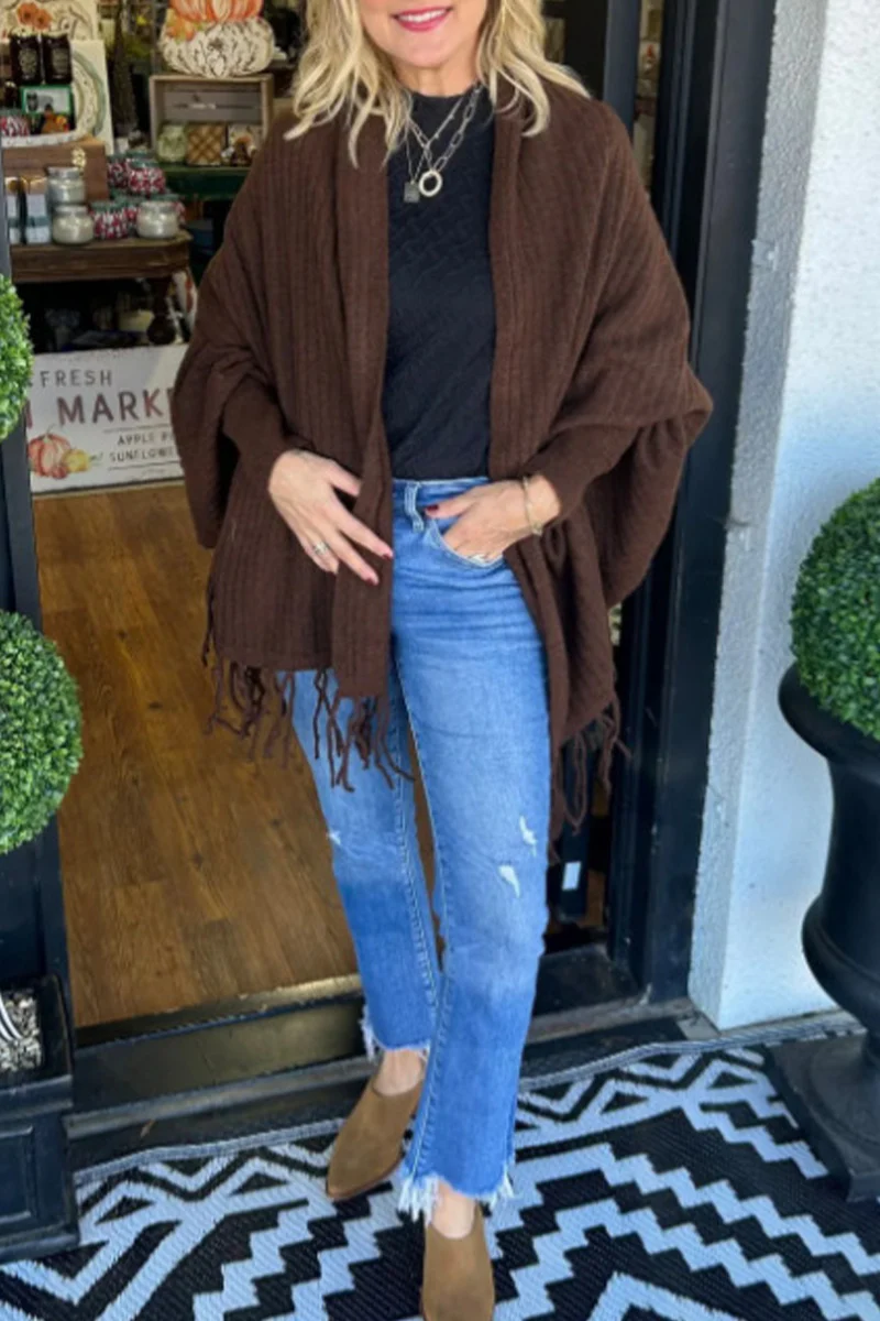 Casual Fringed Trim Irregular Cardigan Collar Outerwear(9 Colors) - Panekey