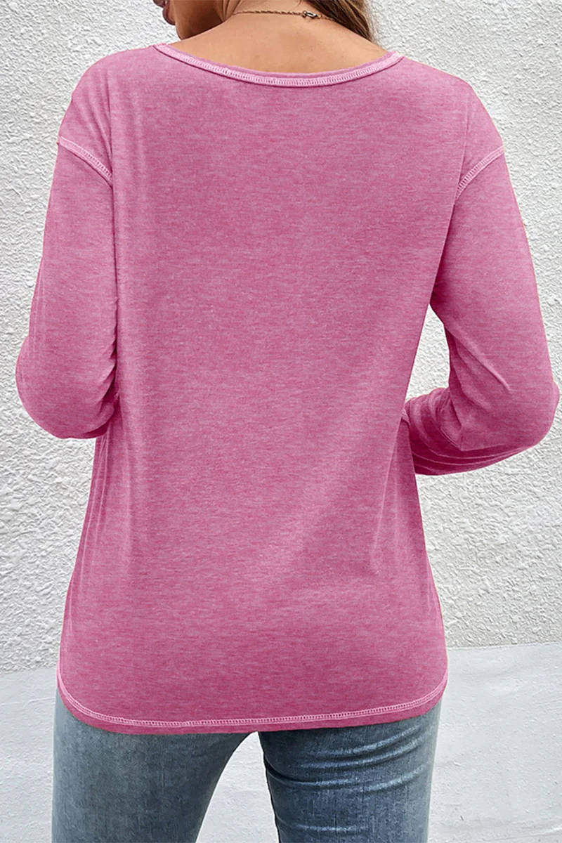 Casual Patchwork Buttons O Neck Tops - Panekey