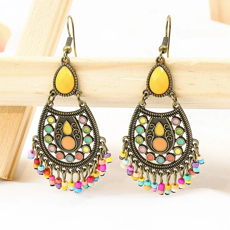 Bohemian Geometric Patchwork Earrings - Panekey