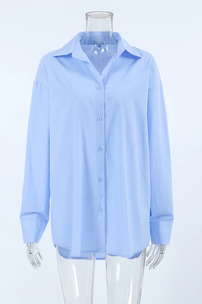 Casual Daily Buttons Turndown Collar Blouses - Panekey