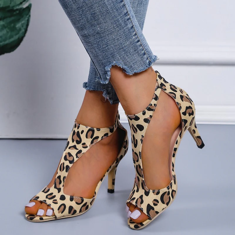 Casual Hollowed Out Patchwork Fish Mouth Out Door Shoes (Heel Height 2.75in) - Panekey