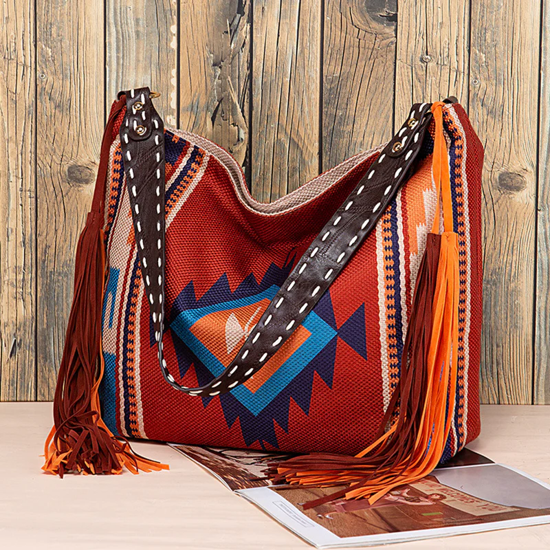 Casual College Color Block Tassel Bags - Panekey