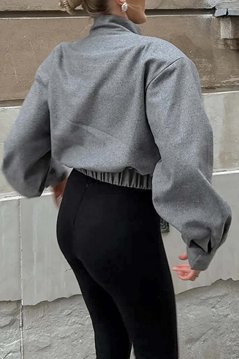 Casual Pocket Buttons Gross Mandarin Collar Outerwear - Panekey