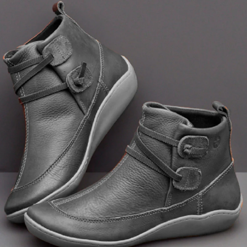 Casual Patchwork Round Leather Shoes - Panekey