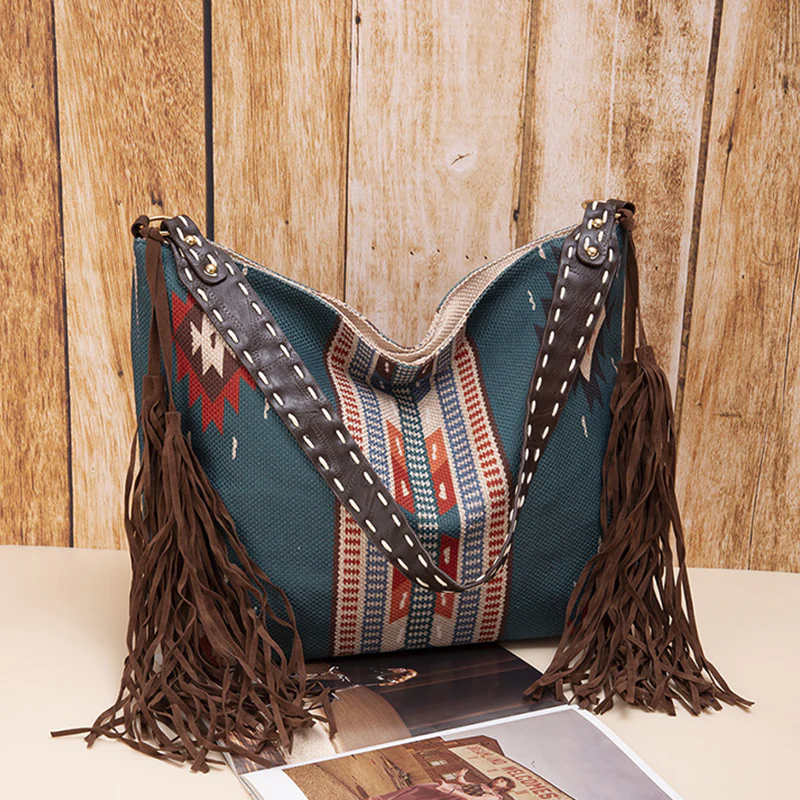 Casual College Color Block Tassel Bags - Panekey