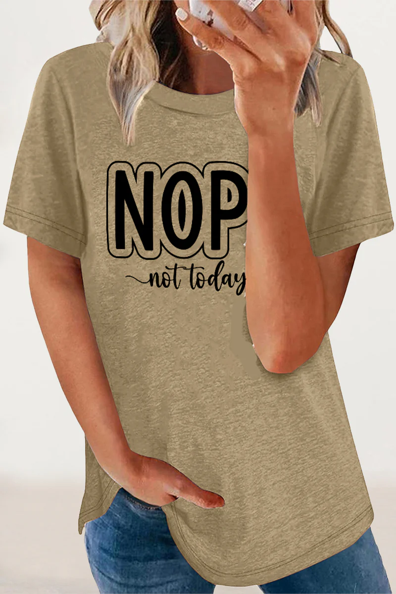 Casual Letter Print O Neck T-Shirts - Panekey