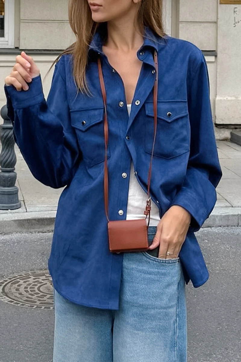 Casual Daily Buttons Turndown Collar Blouses - Panekey