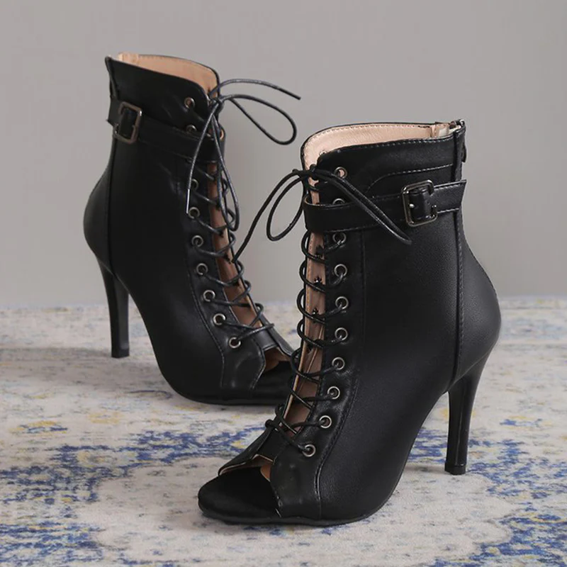 Casual Patchwork Frenulum Fish Mouth Out Door Shoes (Heel Height 3.74in) - Panekey