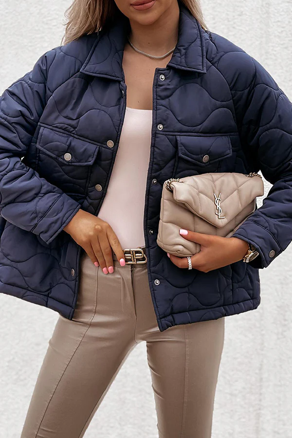 Casual Patchwork Pocket Buckle Turndown Collar Outerwear(3 Colors) - Panekey