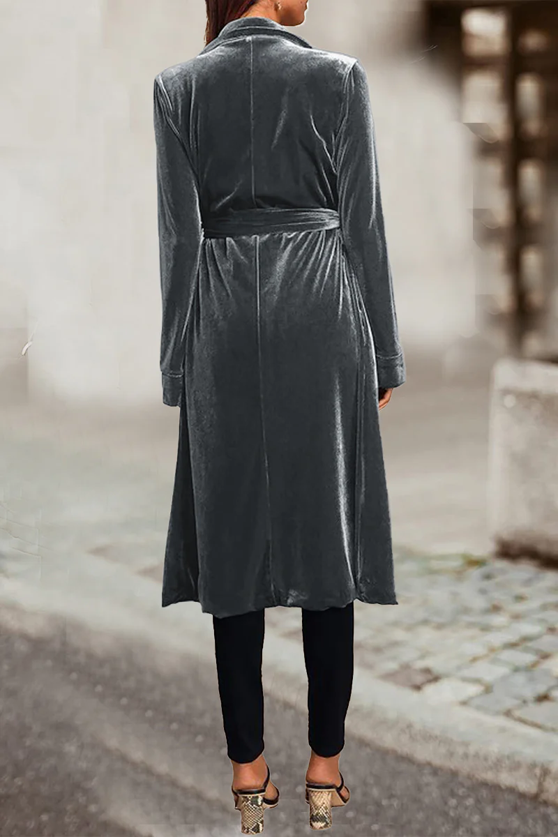 British Style Elegant Solid Pocket Turn-back Collar Outerwear - Panekey