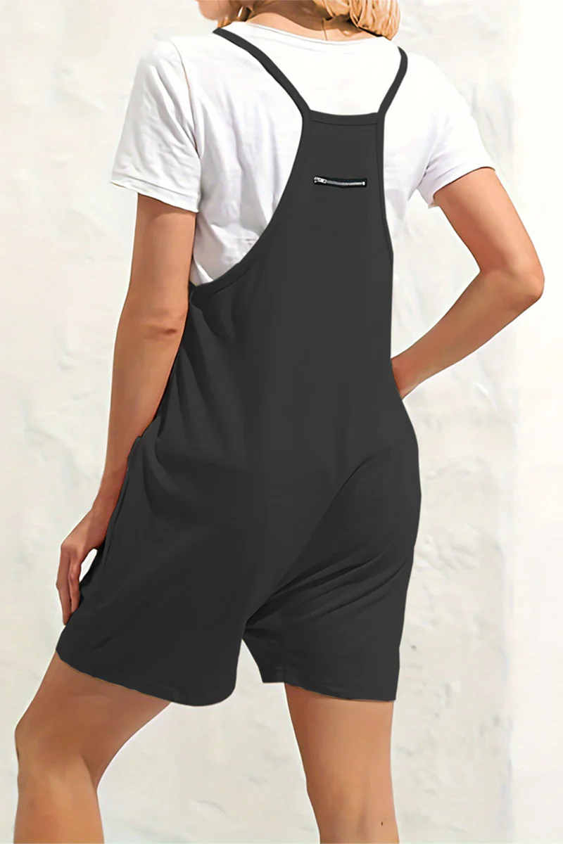 Casual Daily Solid Pocket V Neck Loose Jumpsuits(8 Colors) - Panekey