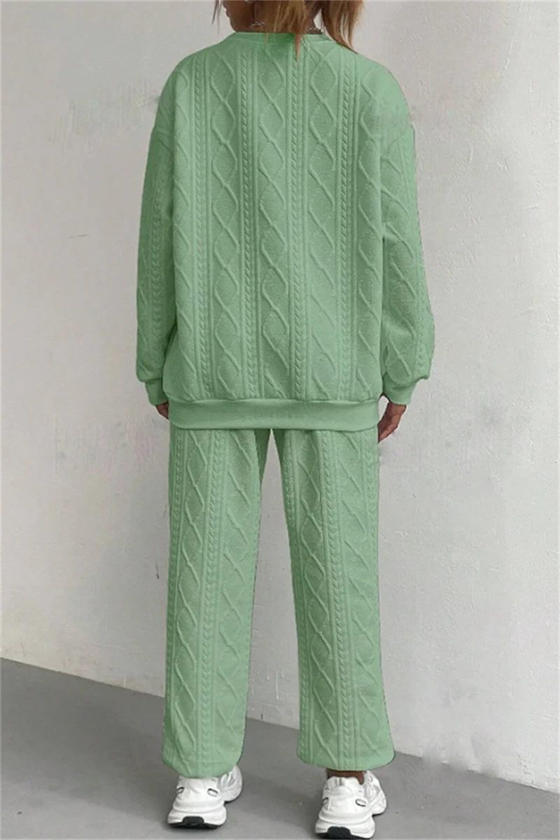 Casual Basic O Neck Long Sleeve Two Pieces(7 Colors) - Panekey