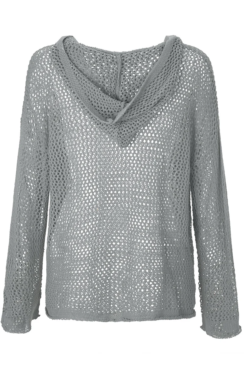 Casual Daily Solid Color Hollow Out Hooded Sweaters(6 Colors) - Panekey