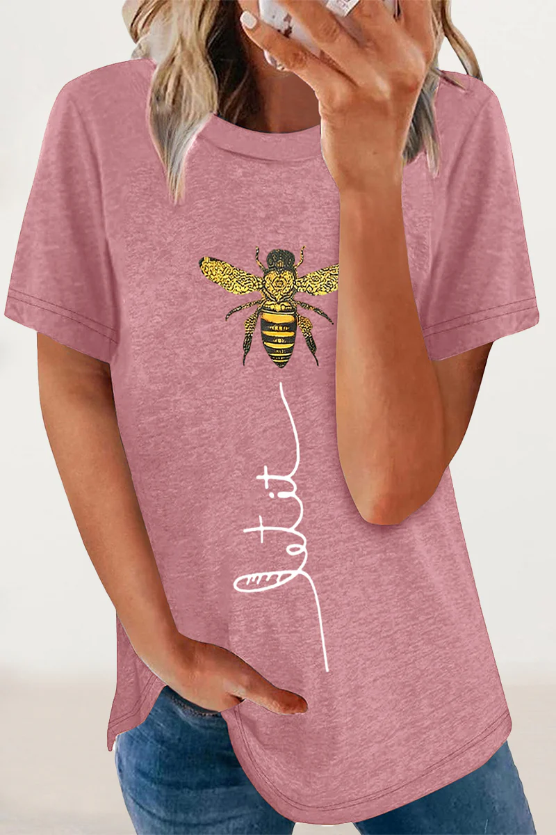 Casual Animal Letter Print Patchwork O Neck T-Shirts - Panekey